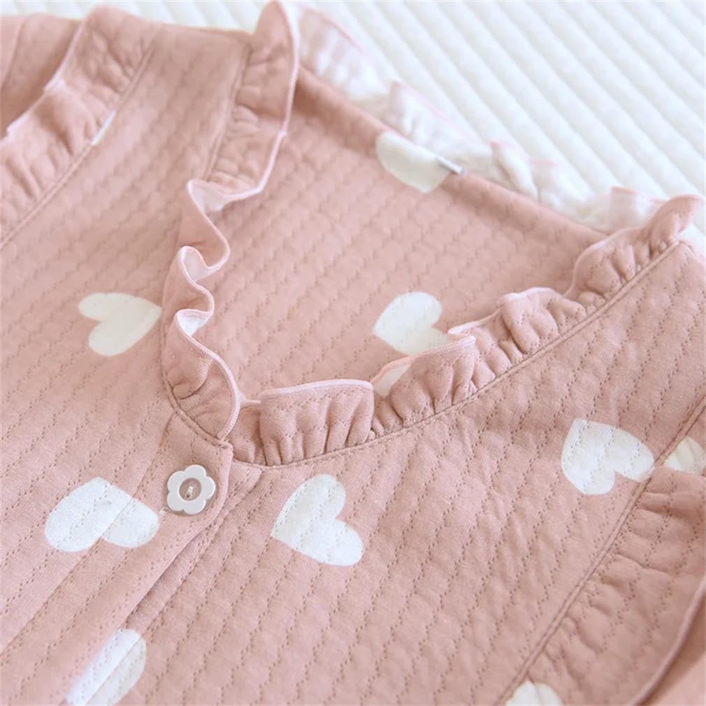 Conjunto de pijama de invierno de manga larga con estampado de algodón para mujer, ropa de dormir para el hogar, conjunto de descanso