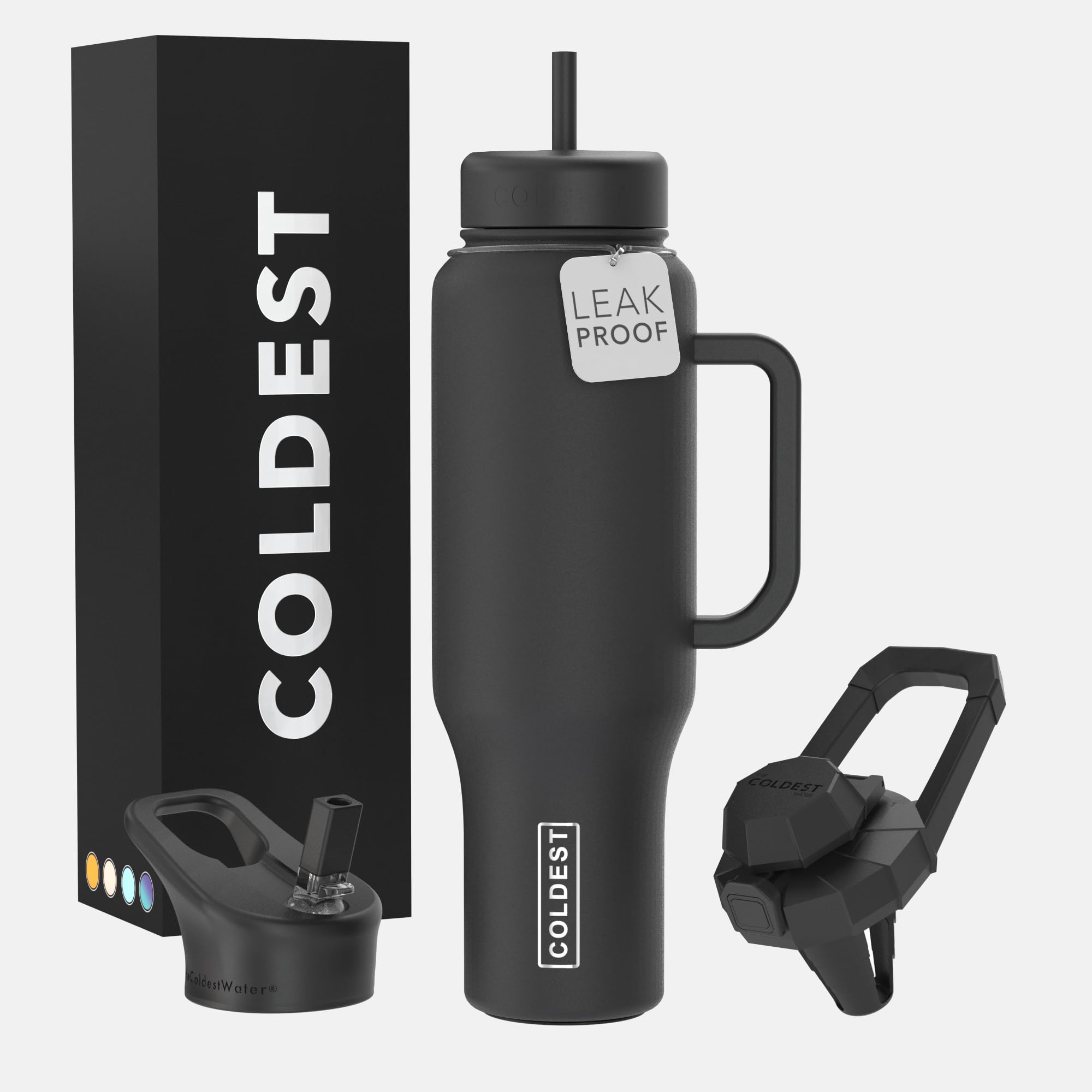 Coldest Tumbler with Handle and Straw - 100 Leak Proof Insulated Tumbler with Lid and Straw 3 Lids