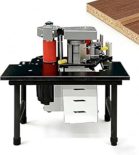 Portable Edge Bander, Compact Woodworking Edge Banding Machine, Handheld Edge Banding Gluing, 12KG Lightweight, Detachable Workbench, Overheat Protection, for Home Improvement(Black)