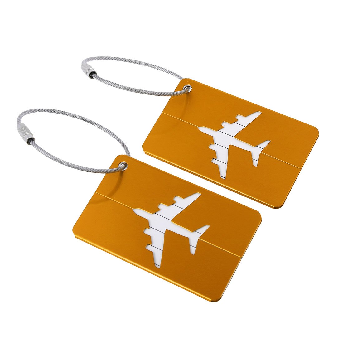 Uxcell Gold Tone Sourcingmap Luggage Tags,Metal Travel Tags Luggage Identifier Card Holder Name Address Id Labels For Baggage Suitcases,,2 Pack