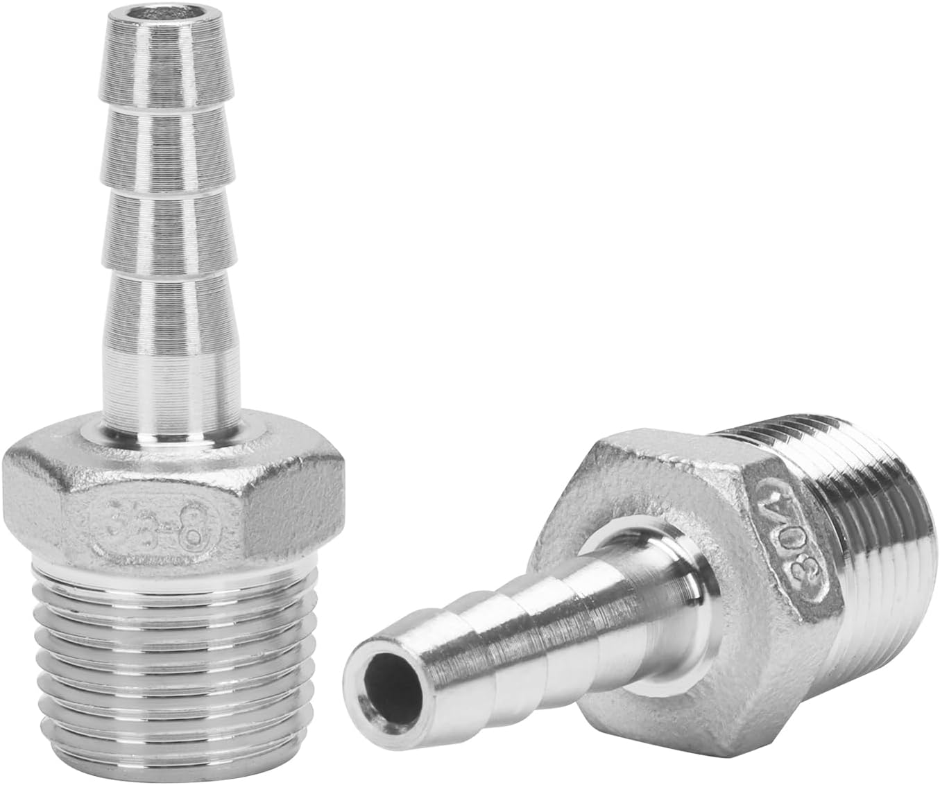 DERNORD Stainless Steel 1" Hose Barb x 1" NPT Male - Home Brew Pipe Fitting Pack of 2