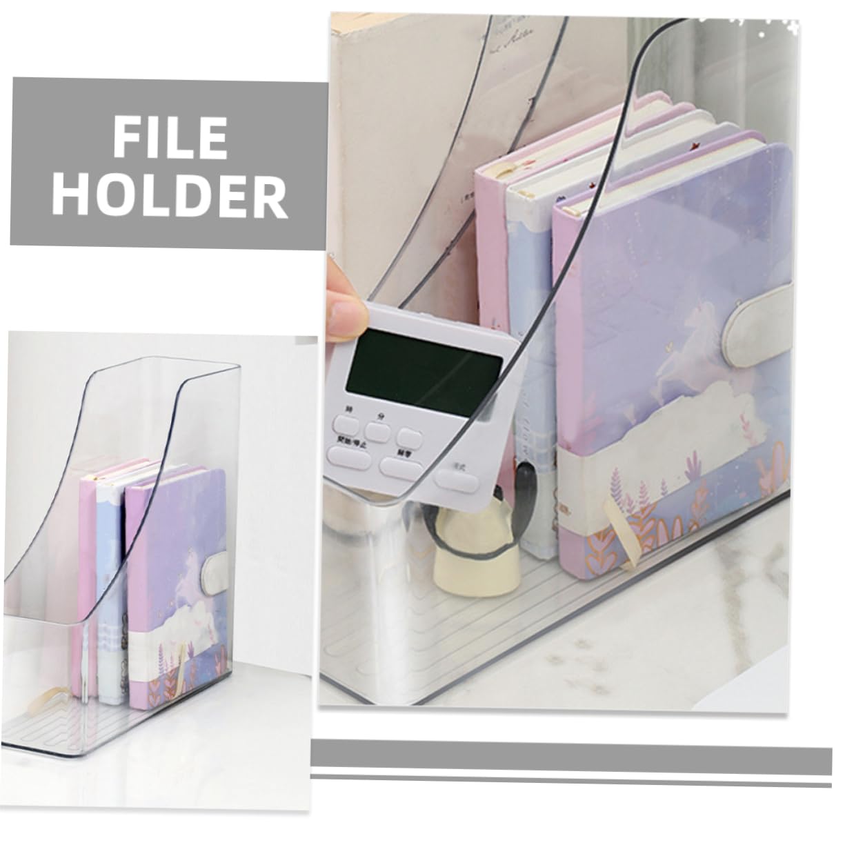 jojofuny 4 piezas Soporte Transparente para Archivos y de Escritorio Organizador de Revistas y Carpetas de Diseño y Duradero para Oficina y Estudio