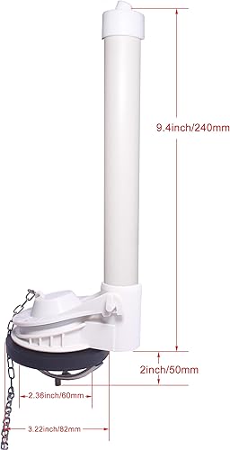 Miniatura 2 de Válvula universal de descarga de inodoro, kit de reparación de inodoro de una pieza de 2 pulgadas con aleta y cadena, fácil de instalar, color blanco