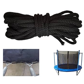6pcs Trampoline Net Connection Rope, Nylon Black Cord Tie Down Rope For