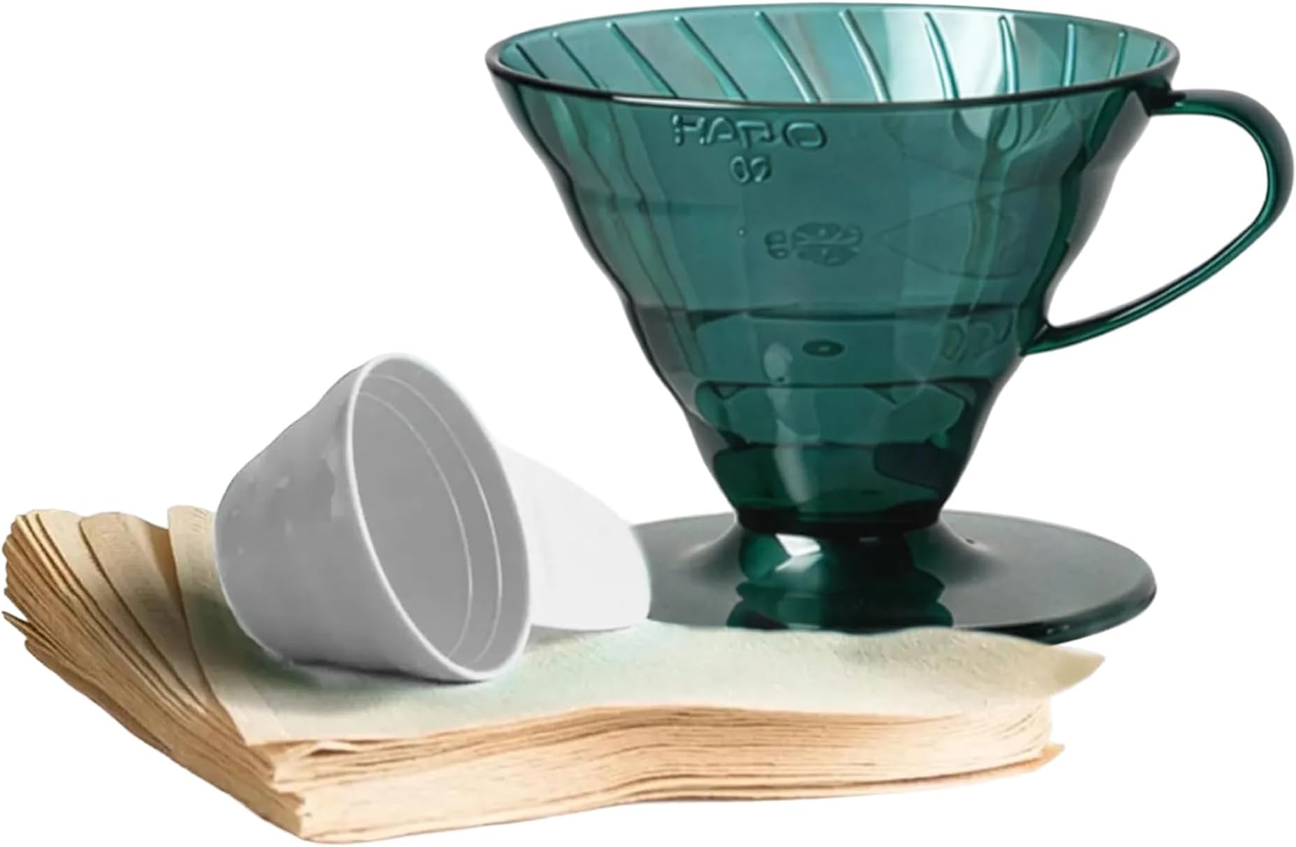 Pact Coffee, Hario V60 Coffee Dripper, 40 Unbleached Filter Papers & Measuring Scoop, Dark Green