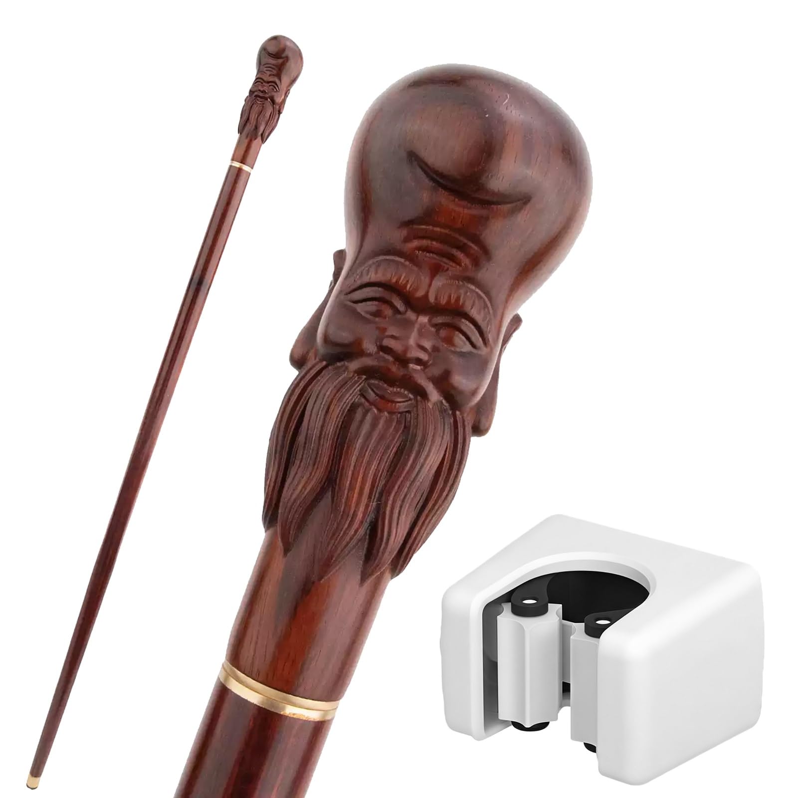 Bastón de Madera Dios Rojo de la Longevidad, Bastón para Personas Mayores de Madera Maciza de Primera Calidad, Cetro Elegante, Moderno y Creativo para Caballeros, Bastón Hecho a Mano