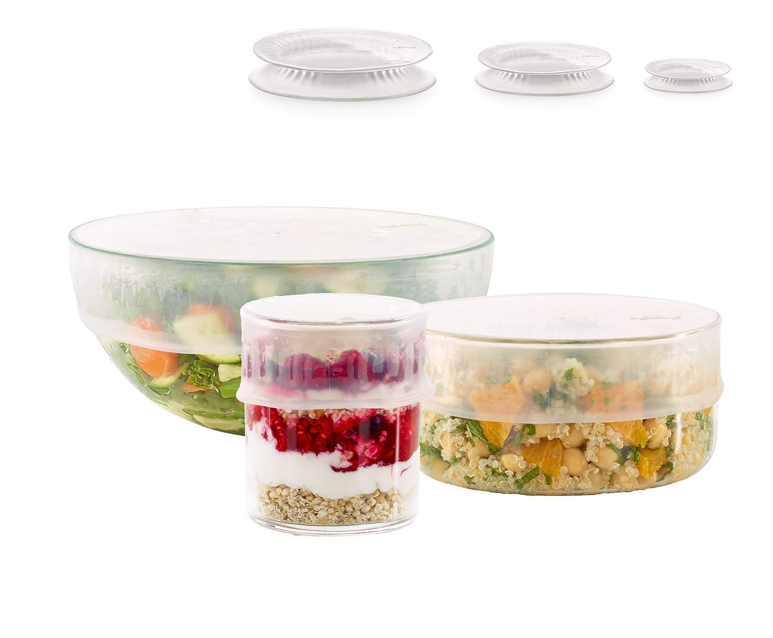 LékuéExtendable silicone Covers, Transparent, 11.5/15/20 cm, Kit of 3