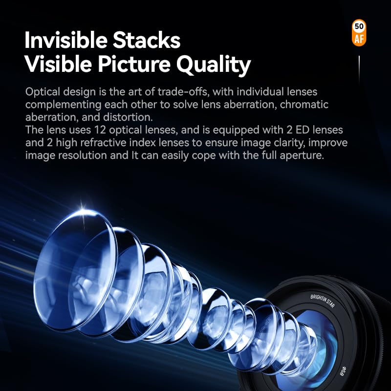 Image of Brightin Star AF 50mm F1.4 Lens for Fujifilm XF Mount Mirrorless Cameras, APS-C STM Auto Focus Large Aperture Prime Lens, Fit for XT5, XT4, XT30, XPRO3 /2, XT200, XS-10, XA7, XE4 /2, XH1 /2