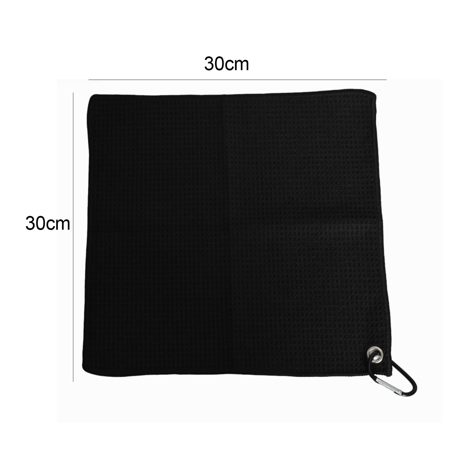 Daleweo Toalla de golf de microfibra, 2 unidades, con clip de mosquetón, 30 x 30 cm, diseño de gofres absorbentes, accesorios de golf, paño de limpieza, color negro y azul marino para pelotas de golf — view 7