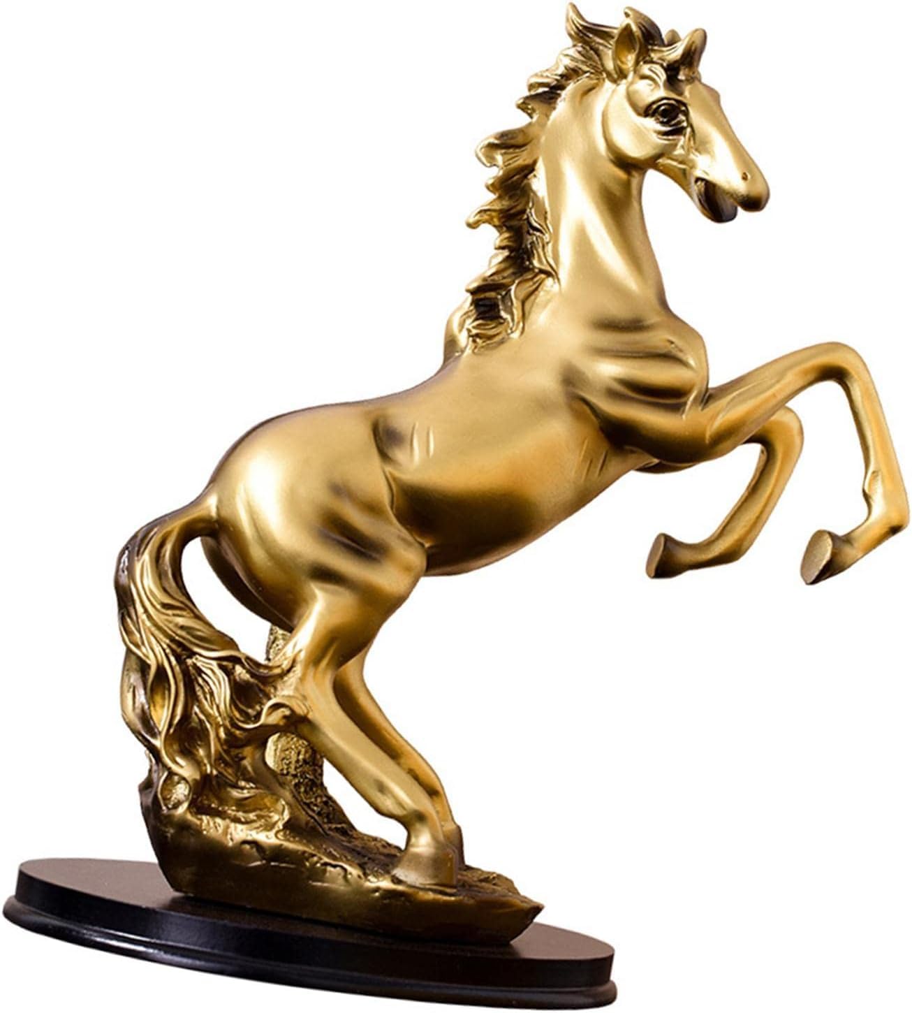 YATUOPNG Nordic Modern Lucky Horse Statue Creative Miniatures Resin Animal Figurines Statuettes Ornaments Crafts Gift For Office Living Room- Brown