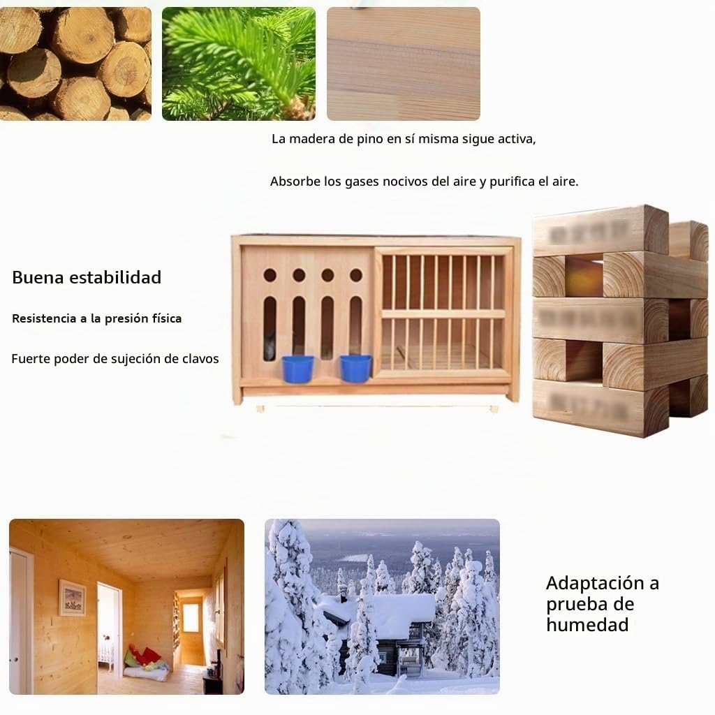 Nido para Palomas con Puerta Semi-Oculta, Jaula para Palomas con Bandeja para Heces, Jaula para Cría con Puerta Corredera, Caja De Apareamiento De Pájaros De Pino Resistente(Natural*2,60 * 30 * 35cm)