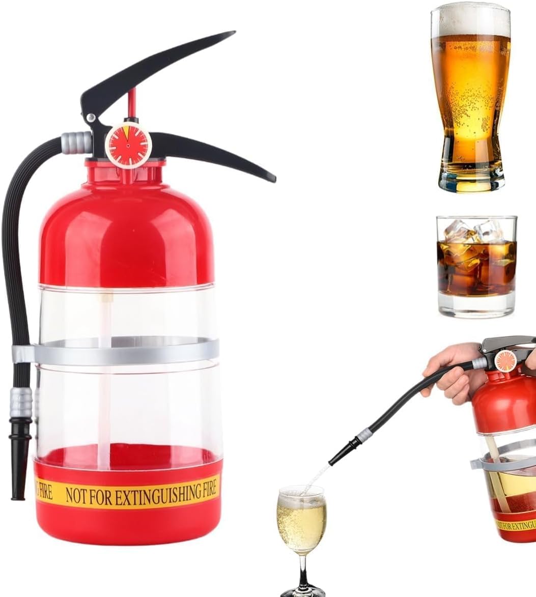 2L Whiskey Decanter, Portable Fire Extinguisher Container Funny Beer Dispenser for Home Party Beer Dispenser Barrels Bar Beverage Liquor Rack Machine for Wine Spirits Drinks