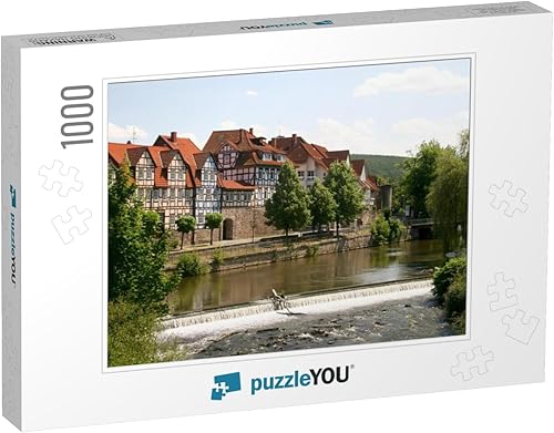 Idyllic City Hann Muenden in Germany & River Fulda, Famou... Jigsaw Puzzle Jigsaw Puzzle with 1000 Pieces