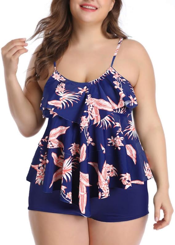 Amazon エスライフ S Lifeeling 水着 レディース 体型カバー ショートパンツ 温泉水着 大きいサイズ 速乾 タンクトップ バンドゥ 肌触り良い ビキニ 2点セット ママ水着 花柄 タンキニ 通販