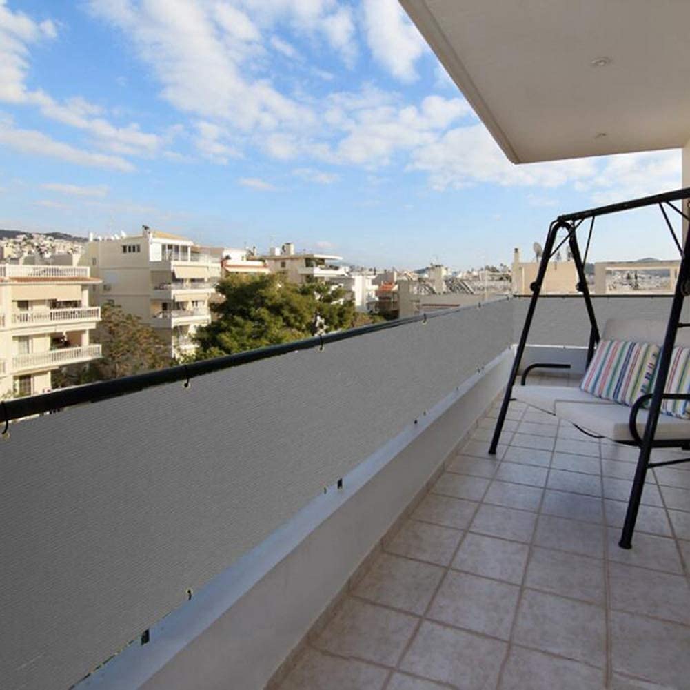 Osłona balkonowa, ochrona prywatności, dekoracje ogrodzeniowe, na zewnątrz, balkon, wytrzymała, prywatność, wiatroszczelna, oddychająca tkanina przeciwsłoneczna, zasłona poliestrowa, 40 rozmiarów (kolor: Szary, rozmiar: 1,2 x 16 m)