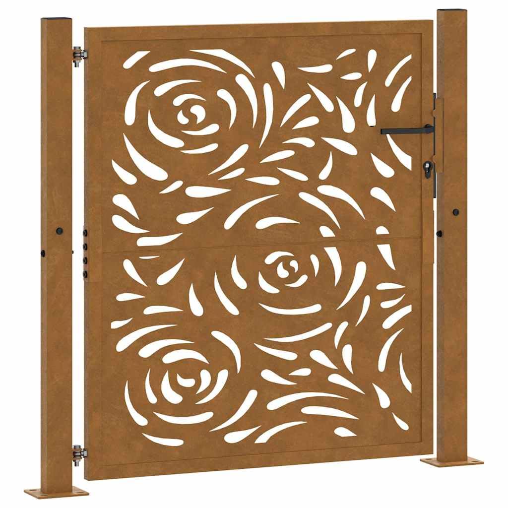 vidaXL Gartentor 100x100 cm Wetterfester Stahl Flammen-Design, Zauntor, Outdoor Tor, Eisentor, Sicherheitstor, Einfahrtstor, Metall Zauntor