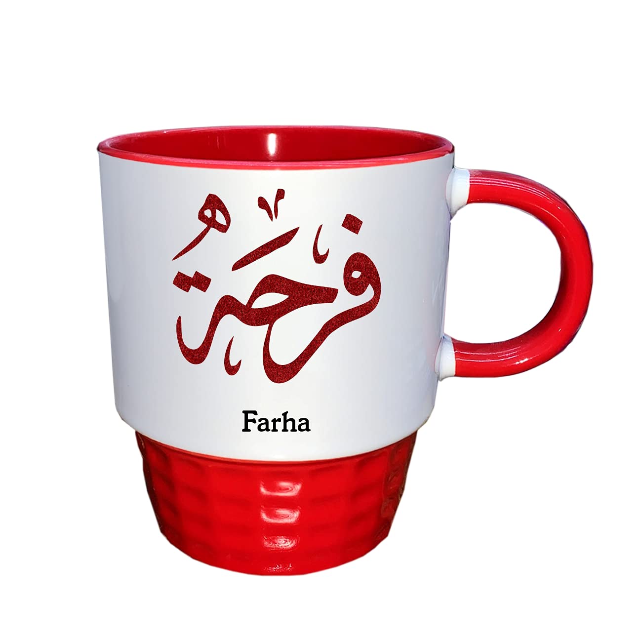 FMstyles MGT - Arabic Calligraphy Name Farha Half Tone Red Mug, FMS469