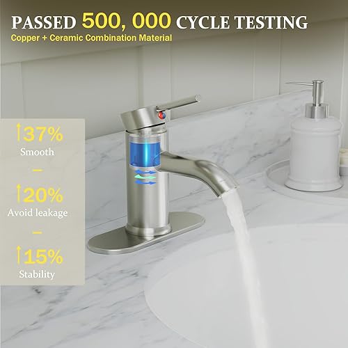 Miniatura 3 de Canilla monomando Greenspring para lavamanos de baño, de acero inoxidable, G-89054N