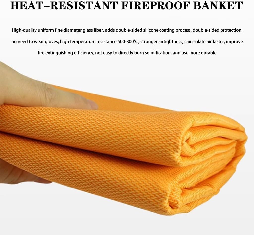 Silicone Fire Blanket for Home, Emergency Kitchen Flame Retardant Blanket, for School, Fireplace, Grill, Warehouse, Reusable/Heat-Resistant(Orange(2PCS),59.1 * 59.1inches)