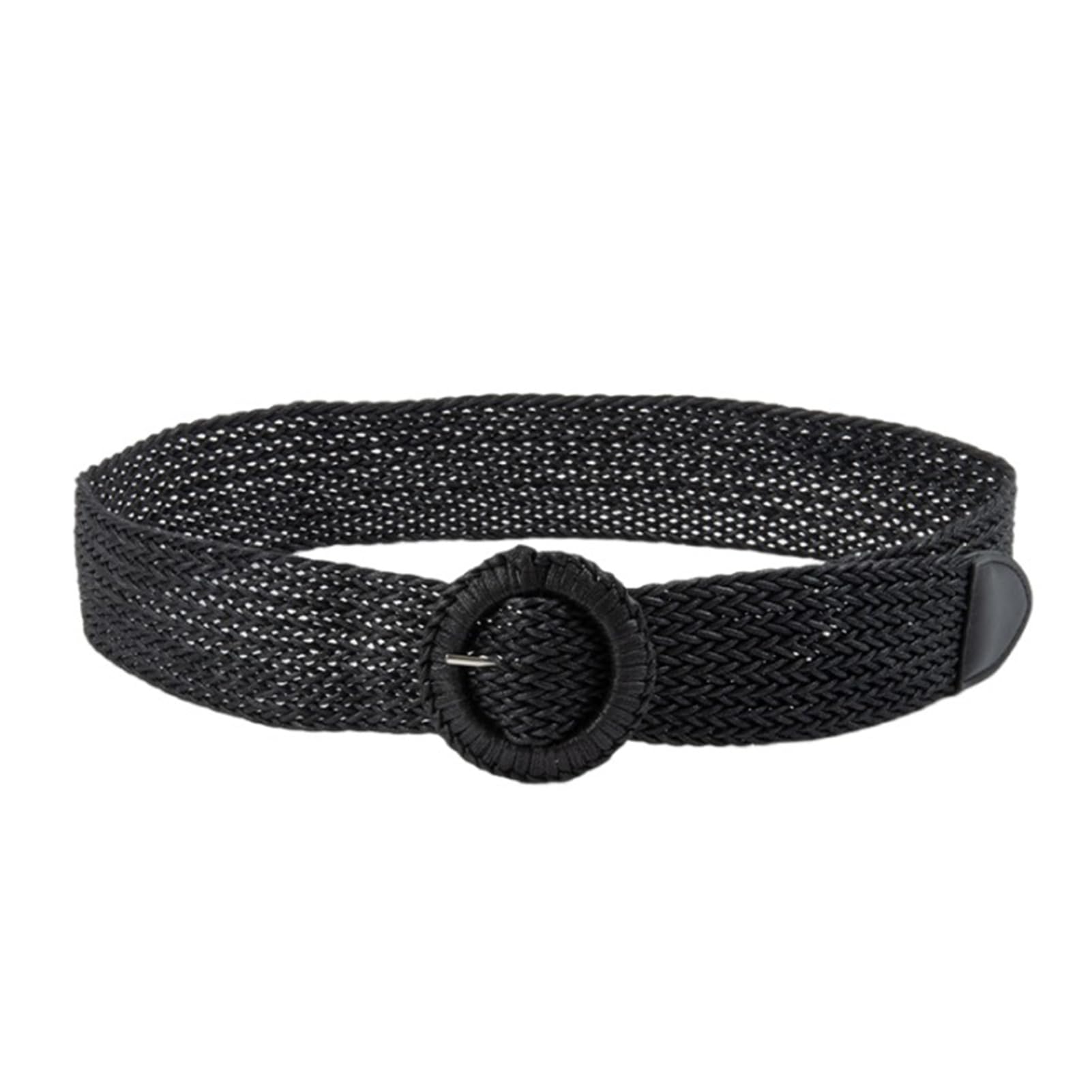 AGUTALITHIC Women Ladies Boho Braided Causal & Dress Belt 2.28 Inch Wide Girls Soft Straw Woven Waist Band with Round Buckle(120cm/waist:40