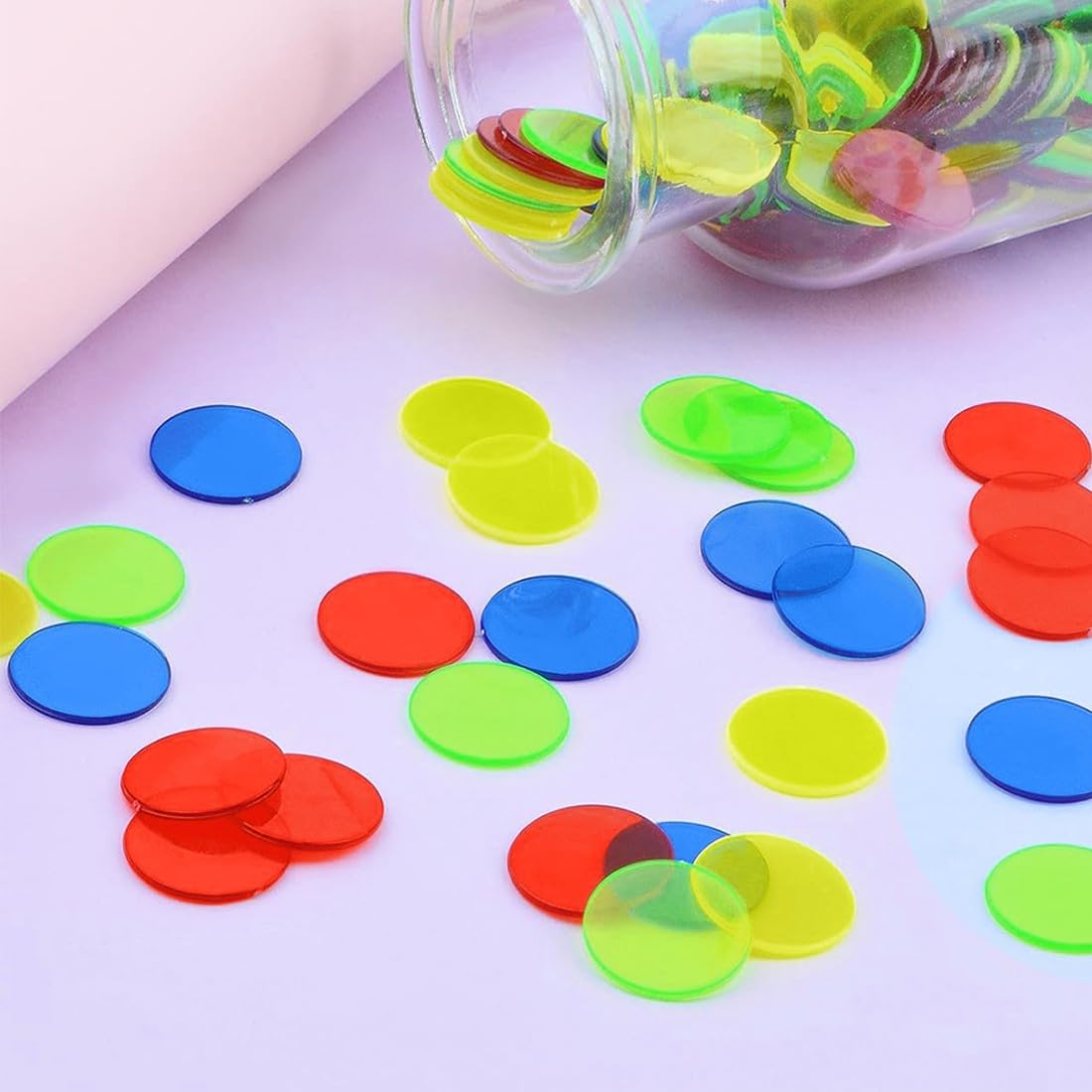Mxzzand puces transparentes Compteurs transparents de 19mm, 4 couleurs, puces de comptage