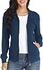 Womens Zip up Sweatshirt Jacket Stand Collar Hoodless Running Sweatshirt with Pockets