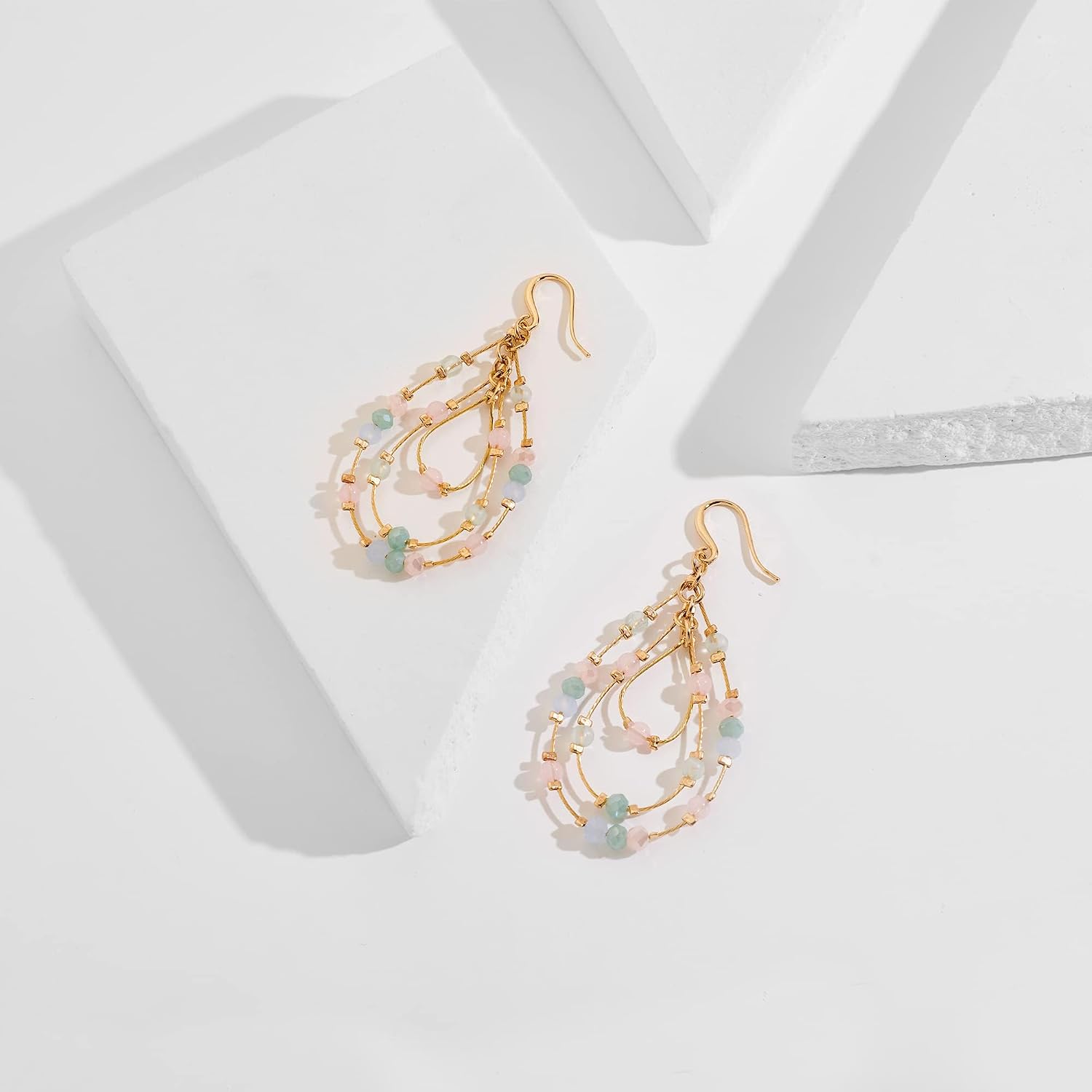 Boho Drop Earrings Seed Bead Dangle Earrings Vacation Earrings Colorful Statement Earrings Jewelry Present