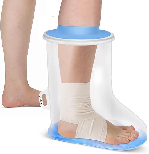 YUNCHI Funda impermeable para pies para adultos con parte inferior antideslizante, protector reutilizable hermético para tobillo y pie para cirugía