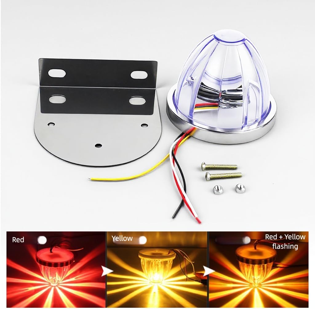 2pcs Dual Color Strobe LED Watermelon Lights with Bracket, Semi Truck Side Marker Turn Signal light, Universal Underglow Light for Trucks 12V-24V (2pcs yellow+white)