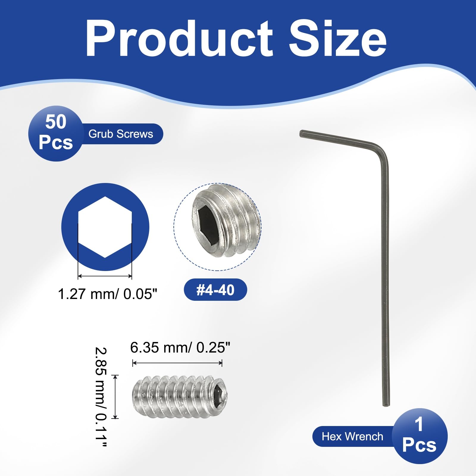 PATIKIL #4-40x1/4" Internal Hex Socket Set Grub Screws - Image 2