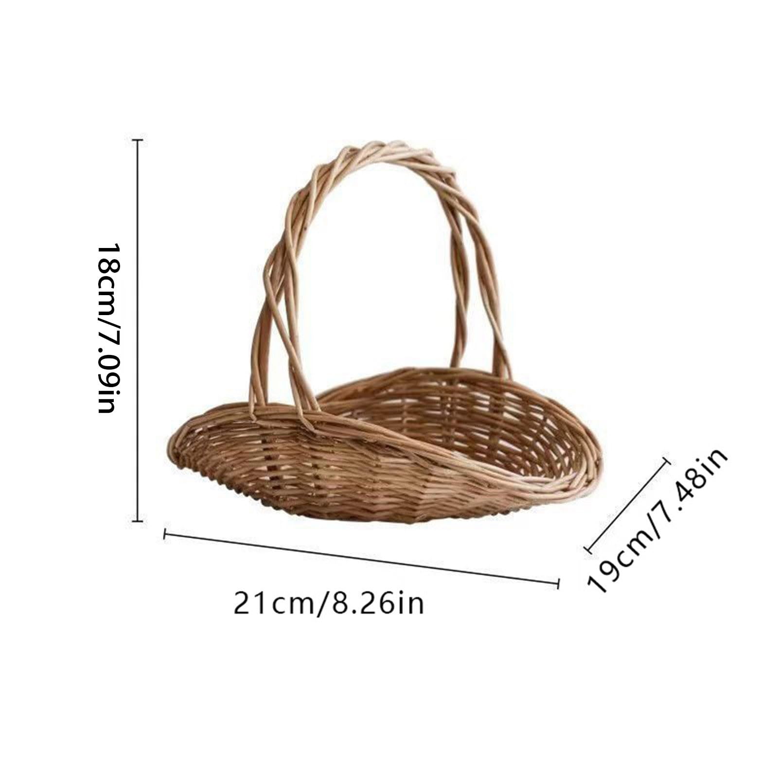 Cestino da picnic in rattan intrecciato con manico, cestino in vimini naturale per frutta, verdura, fiori, portaoggetti portatile per giardino, riunioni all'aperto, decorazione per la casa