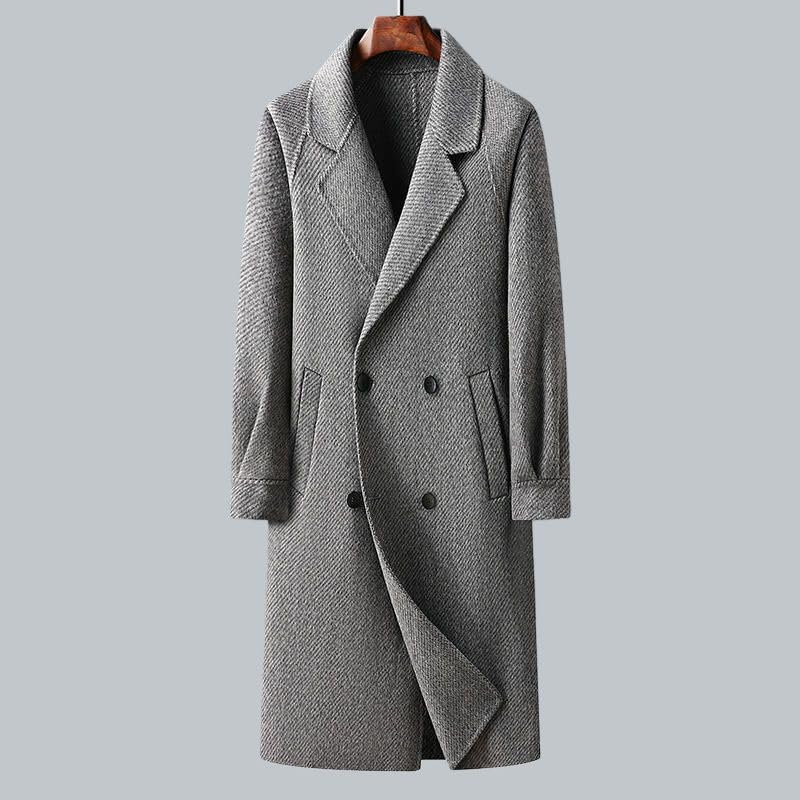 Abrigo largo de lana para hombre ropa de abrigo masculina de invierno suelta 6