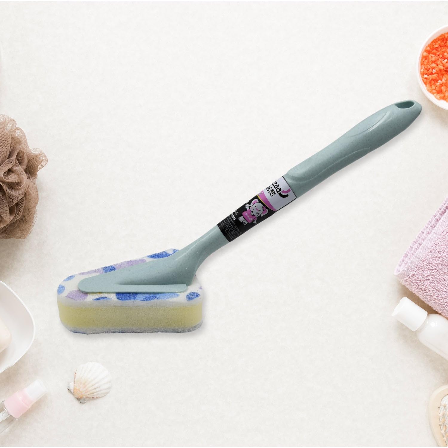 Allebelle Cleaning Supplies Kitchen Handle Universal Triangular Sponge Multifunctional Bathroom Brush Long Handle Kitchen, Dining & BAR 1