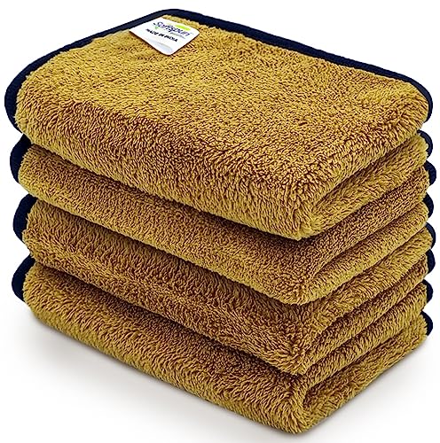 Image of SOFTSPUN Microfiber Hand & Face Wipes 280 GSM 20x30 Cms, 4 Piece Towel Set, (Olive Green) Super Soft & Silky for Hand, Face and Body - Hypoallergenic Sensitive Skin Wipes & Washcloths.