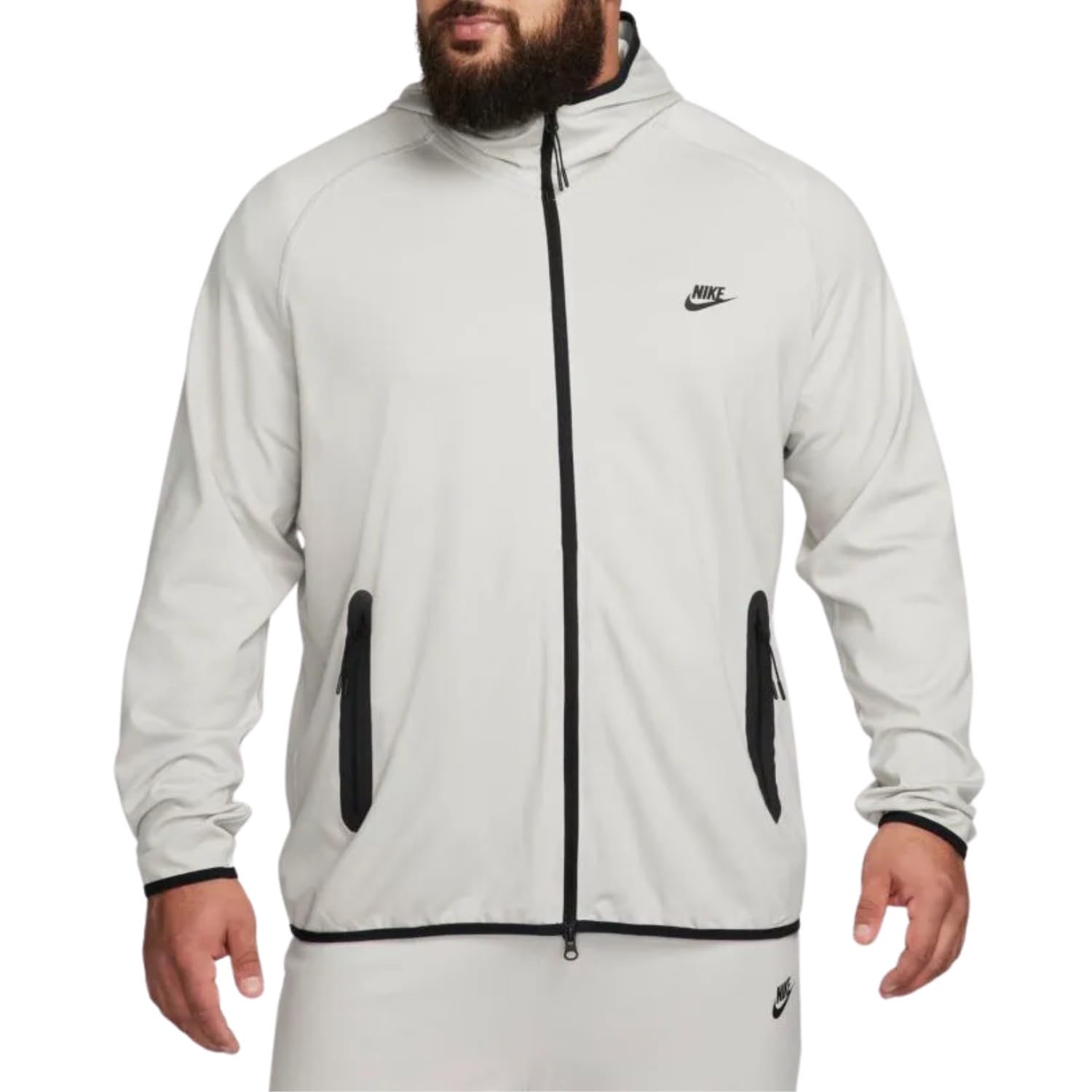 Nike Tech Mens Lightweight Knit Full-zip Hoodie Mens Grey Black