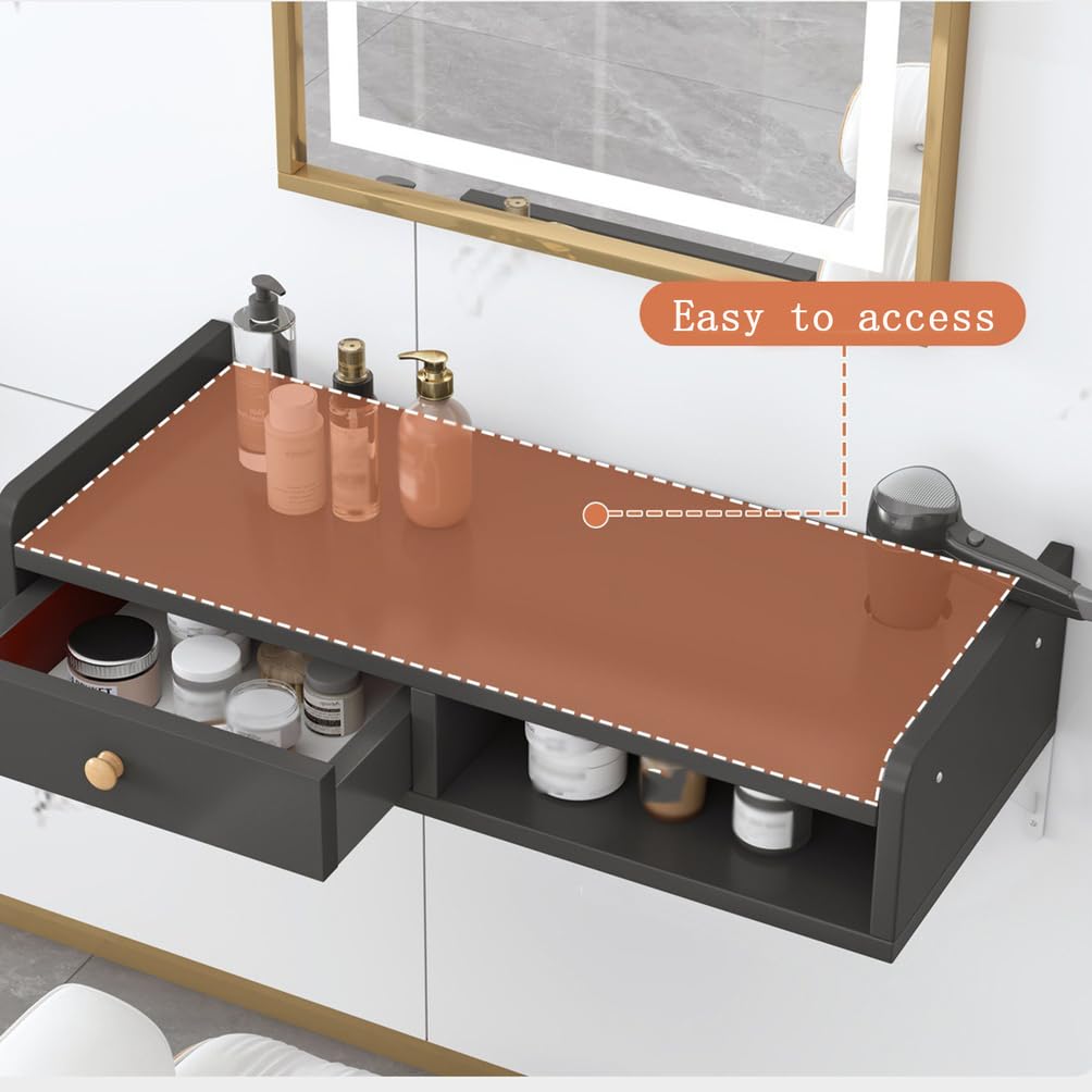 Salon Wandschrank, Multifunktionale Hängeschrank mit Schubladen Werkzeugschrank Friseur Zubehör Aufbewahrungsschrank Tragkraft,Schwarz,30x50cm | 1