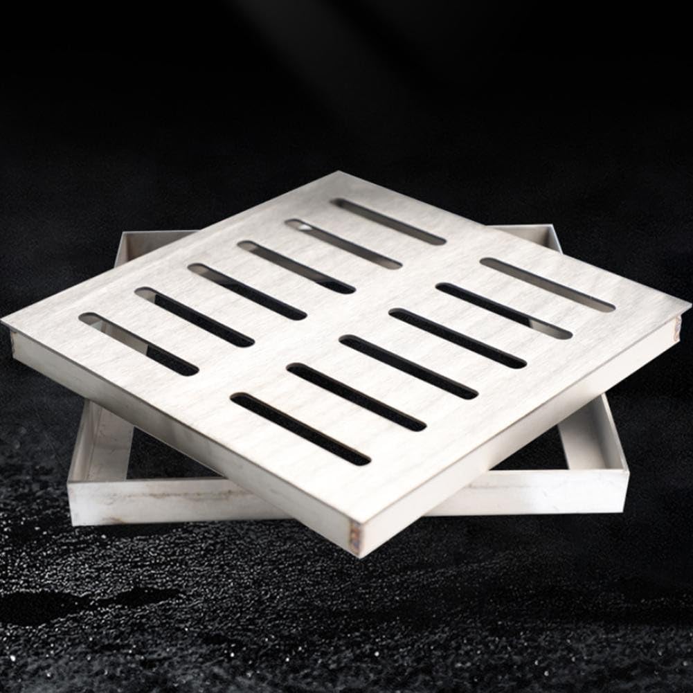 Grille de drainage en acier inoxydable pour l'extérieur 200 x 200 x 30 mm 300 x 300 x 30 mm Argenté Design trou double rangée (300 x 300 x 30 x 3 mm)