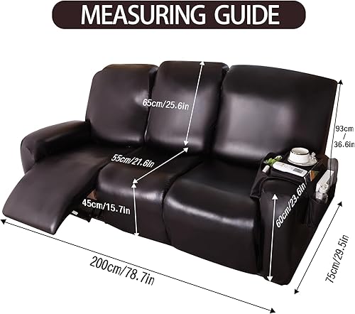 Miniatura 3 de Fundas de cuero sintético para sofá reclinable, fundas impermeables para sofá, fundas de sofá de 8 piezas para sofás reclinables, fundas de sofá