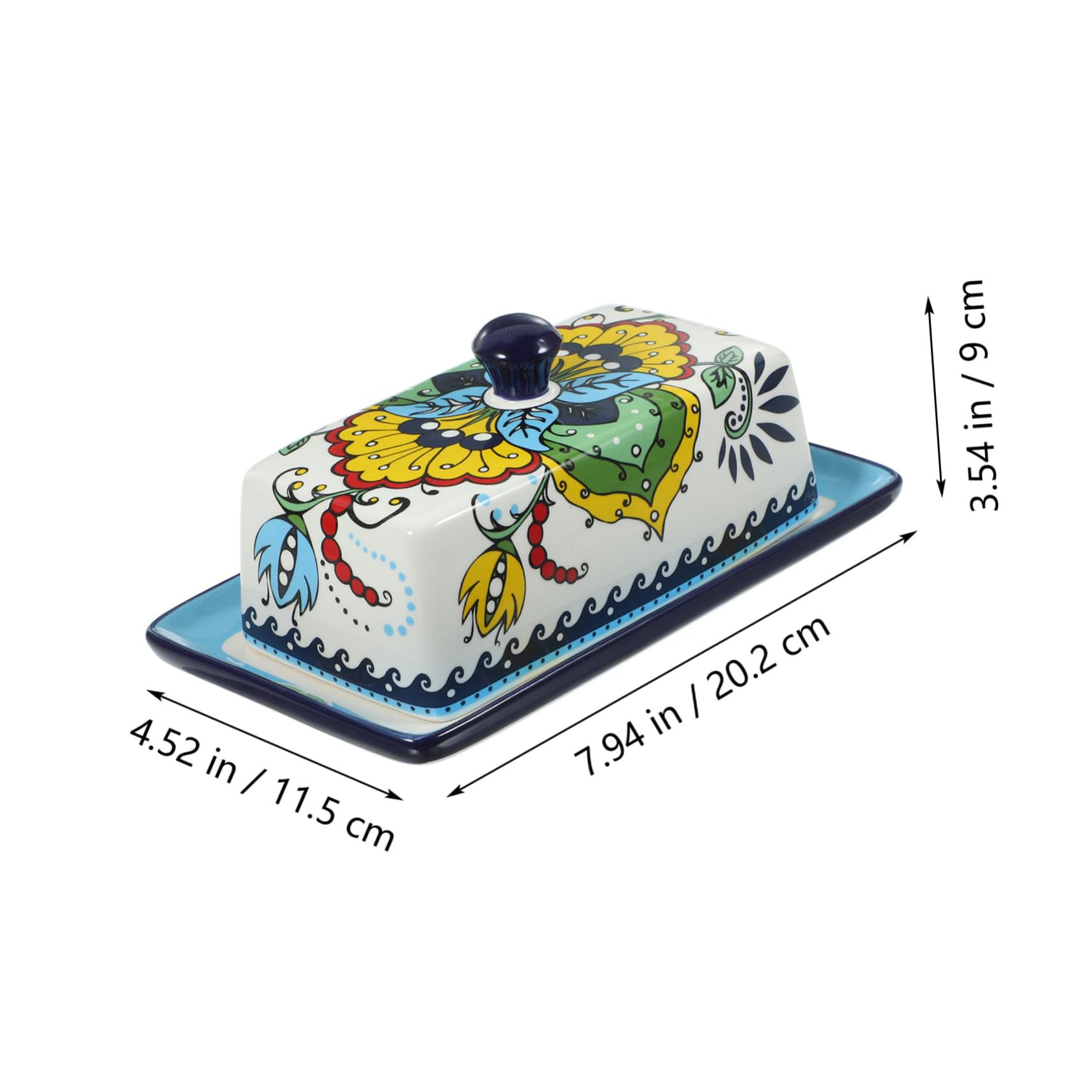 Beurrier Cuisine en Céramique Bleu, Style Européen avec Couvercle