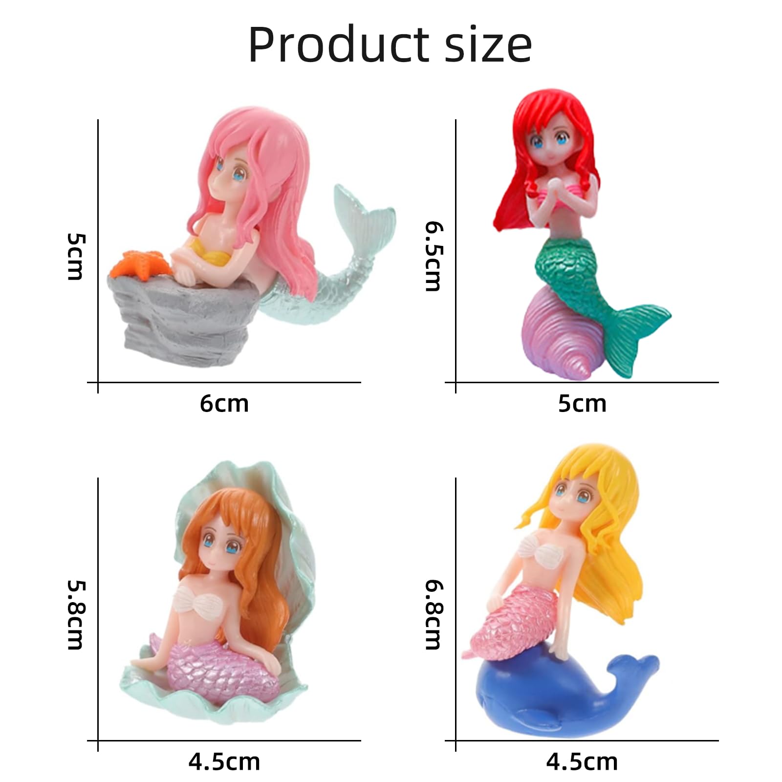 Tashce 4 PCS Mini Mermaid Figures, Miniature Mermaid Ornaments, Mermaid Cake Toppers - Image 2