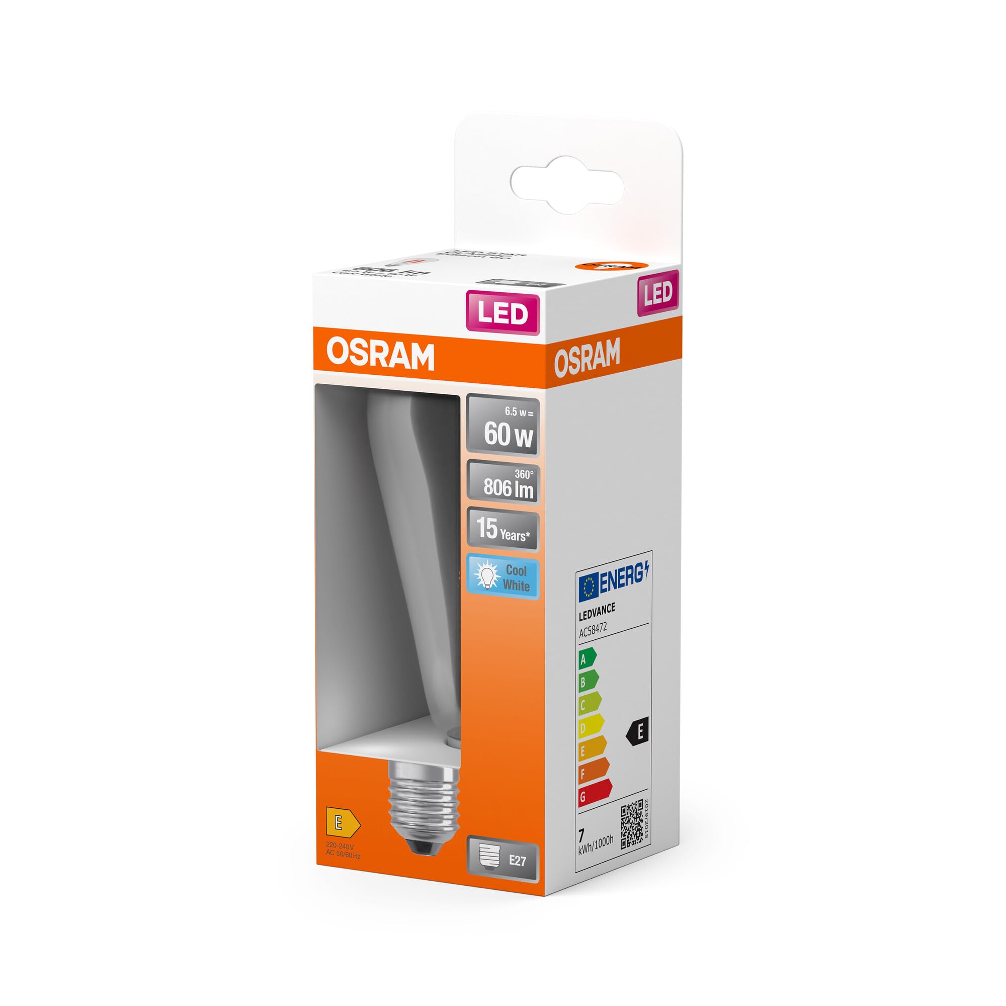 OSRAM LED Star Globe con forma de bombilla Edison clásica, 6,5 W / 806 lm, | , LED Lamps, 64.00 Millimetres dia, , Paquete de 6