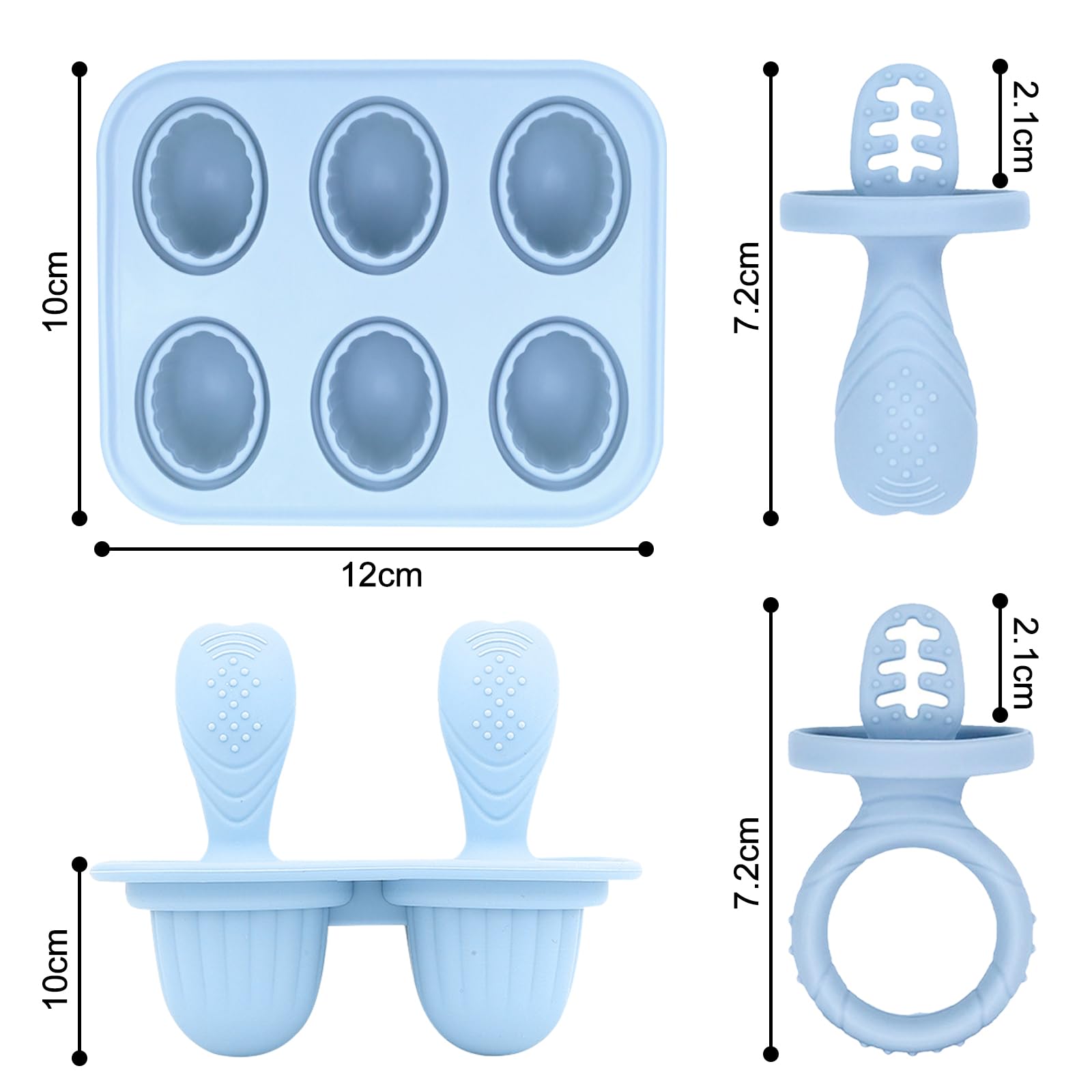 Molde Helado para Bebé, 6X 17ml Mini Moldes Helados Niños Moldes Pequeño Helados y Polos de Silicona Libre de BPA, Fáciles de Limpiar, Ideales para Puré de Frutas y Leche Materna