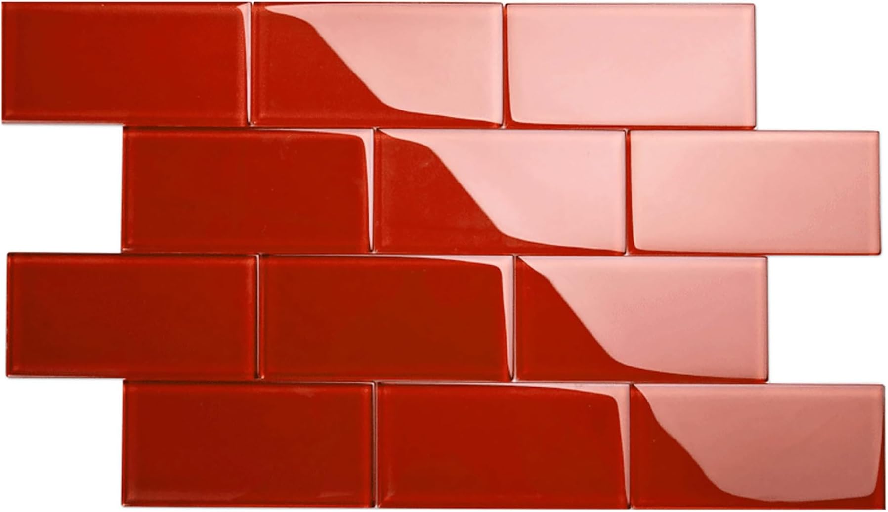 Giorbello Glass Subway Backsplash Tile, 3 x 6, Ruby Red