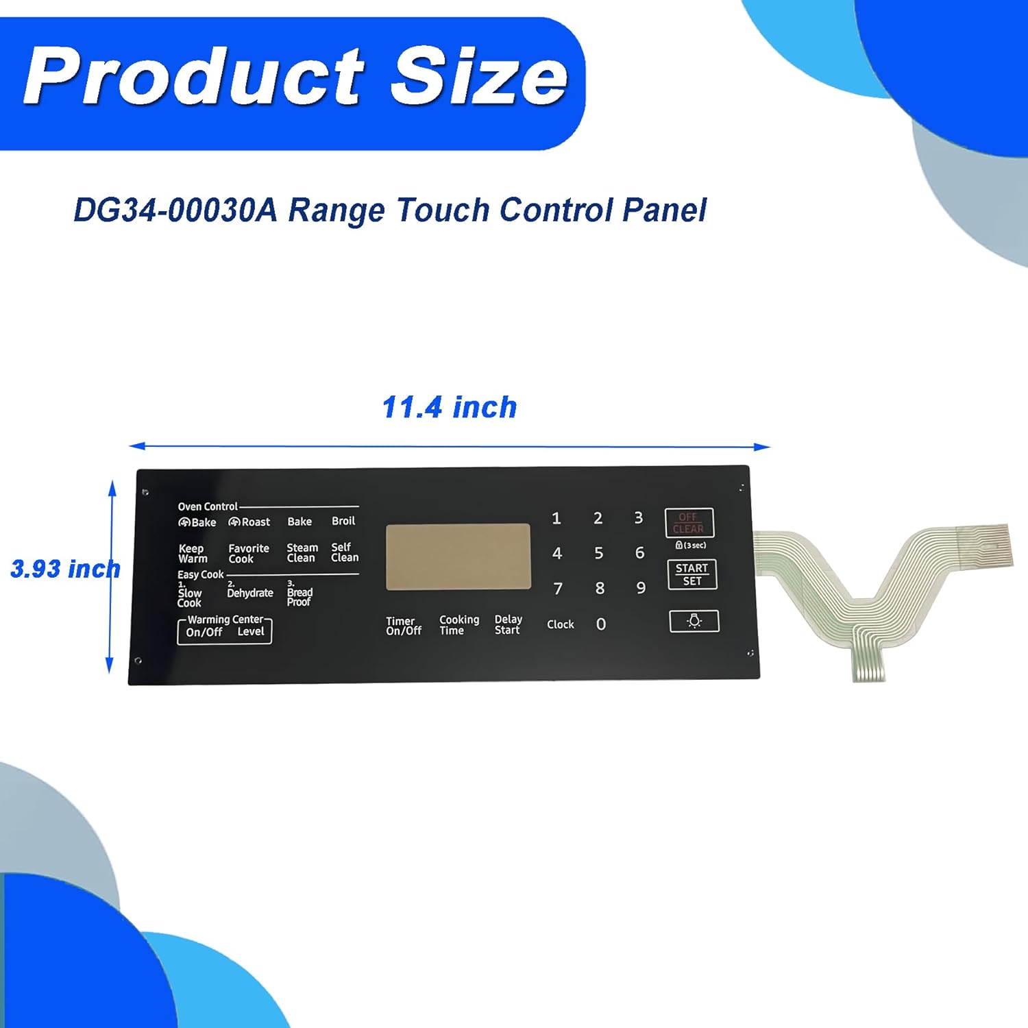 DG34-00030A Range Membrane Switch Touchpad PD00040719 4010969 AP5967636 PS11720662 EAP11720662 Range Touch Control Panel Fit for Samsung Stove Ovens NE59J7630SS/AA NE59J7630SB/AA NE59J7630SG/AA