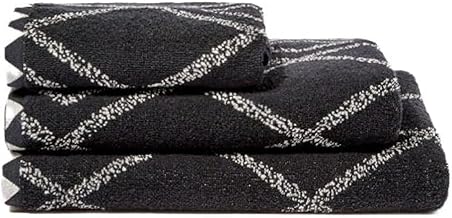 Matalan Cotton Geometric Print Bath Towels, 130 cm x 70 cm Size, Black