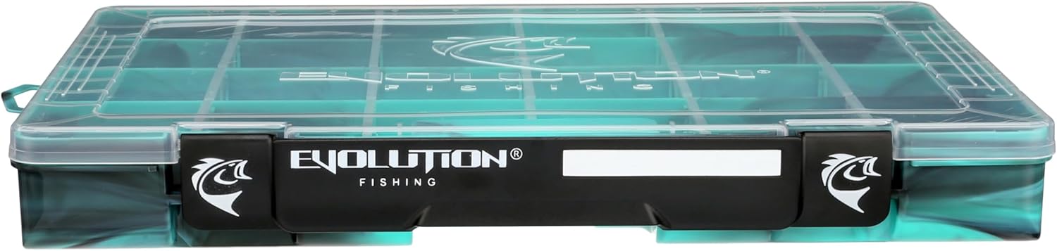 Evolution Outdoor 3700 Drift Series Fishing Tackle Tray – Colored Tackle Box Organizer with Removable Compartments, Clear Lid, 2 Latch Closure, Utility Box Storage