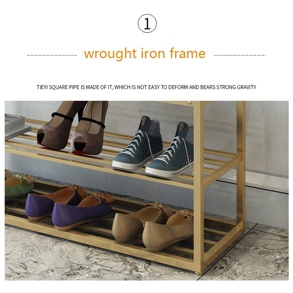 Amazon｜LHHL ハンガーラック アイアンアート コートラックベンチ 4