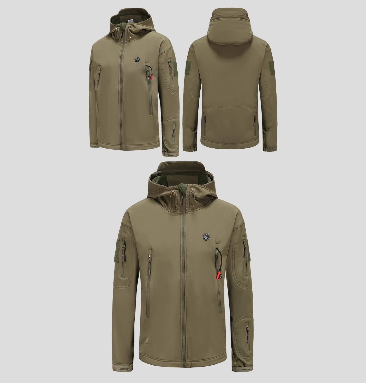 scosao Chaqueta con Calefacción Hombre Recargable USB Chaquetas Calefactables A Prueba de Viento Abrigo Gorro Calefactable de Invierno Chamarra para Caza Pesca Moto Esquí Camping