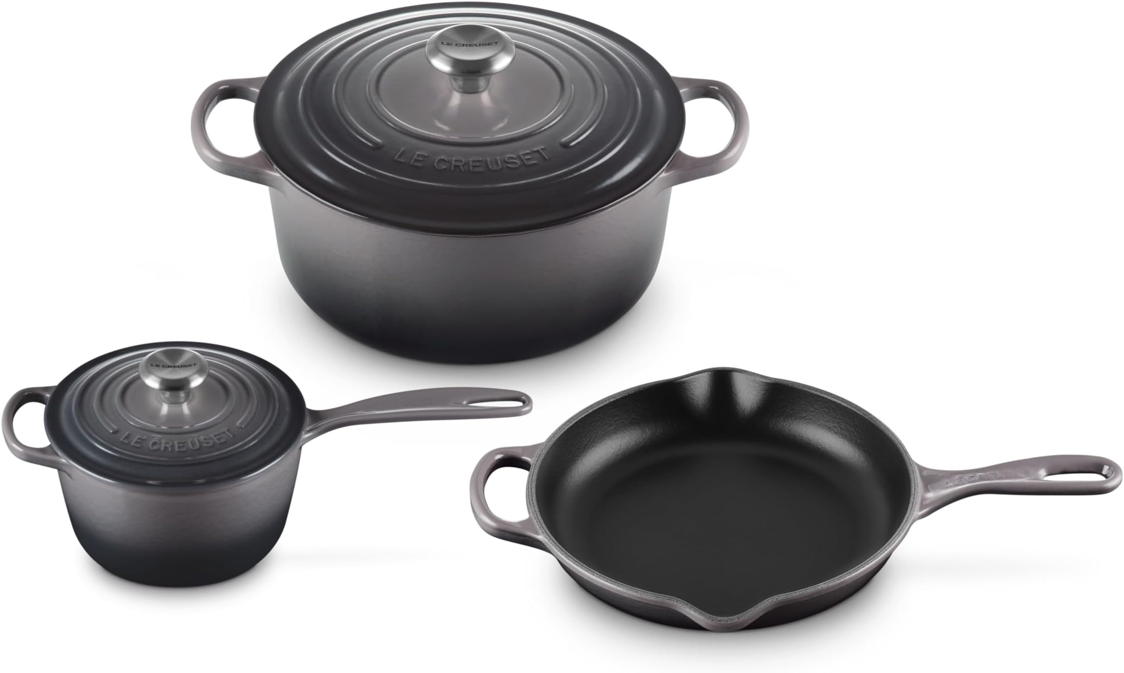 Enameled Cast Iron Signature Cookware Set, 5 pc, Oyster