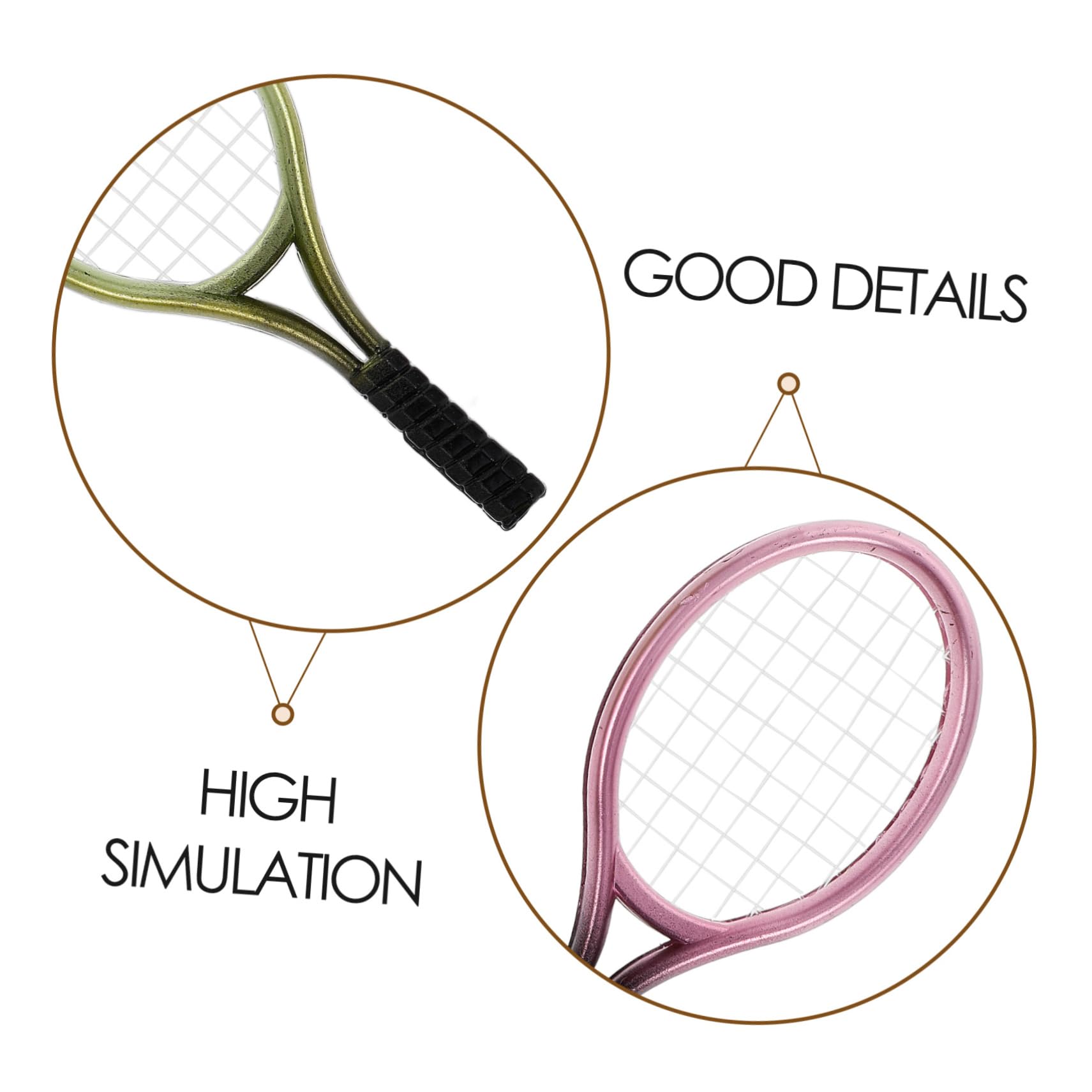Yardwe Mini Tennis Racket Keychain Set including Balls Lightweight Plastic Ornaments for Home Decoration Photography Props and Miniature Display 3 Rackets and 3 Balls - Image 3